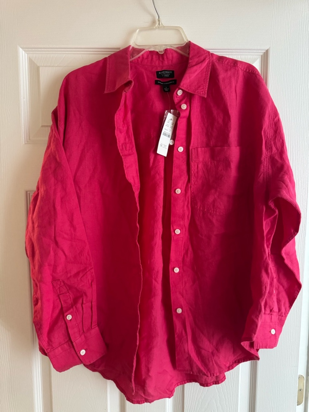 J.Crew Oversized Button-Up Linen Shirt in Bright Pink - Size Small NWT